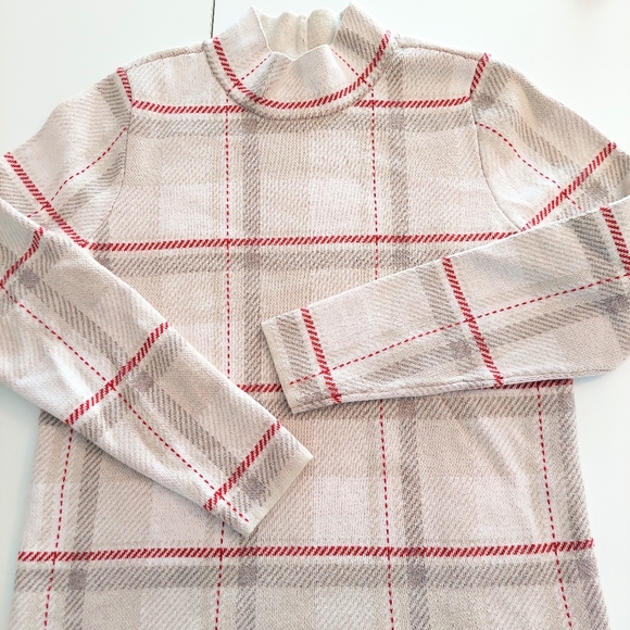 Lands End Lofty Mockneck Sweater Jaquard Plaid Tight Knit Cotton Blend Casual - Picture 4 of 10